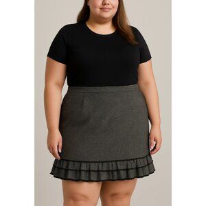 Talbots Metallic Tweed Ruffle-Hem lined Pencil Skirt Size 16